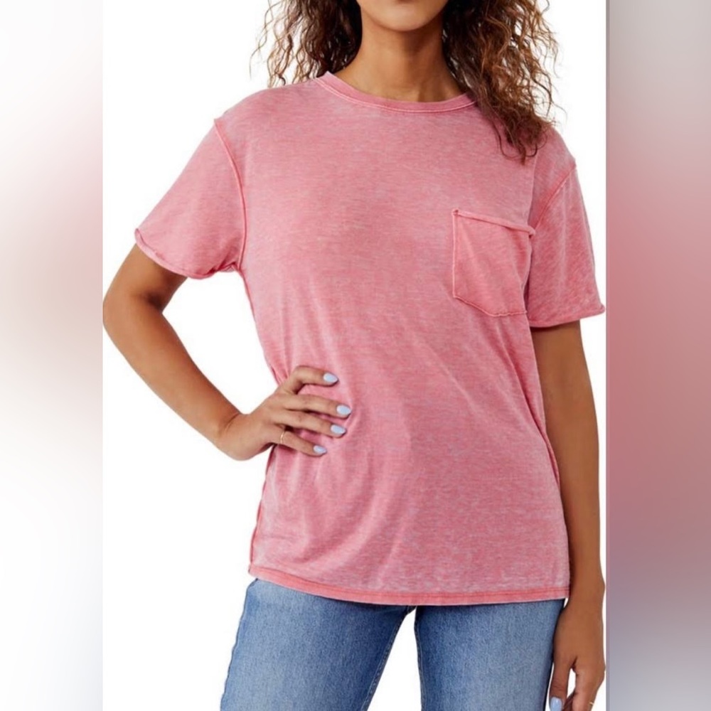 Free People We The Free Coral Short Sleeve Vella Tee